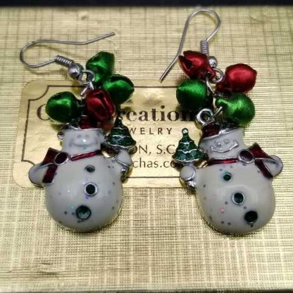 Jingle bell snowman earrings E0158 - Picture 1 of 2